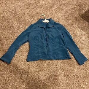 Petite Sophisticate Turquoise Silk Blouse